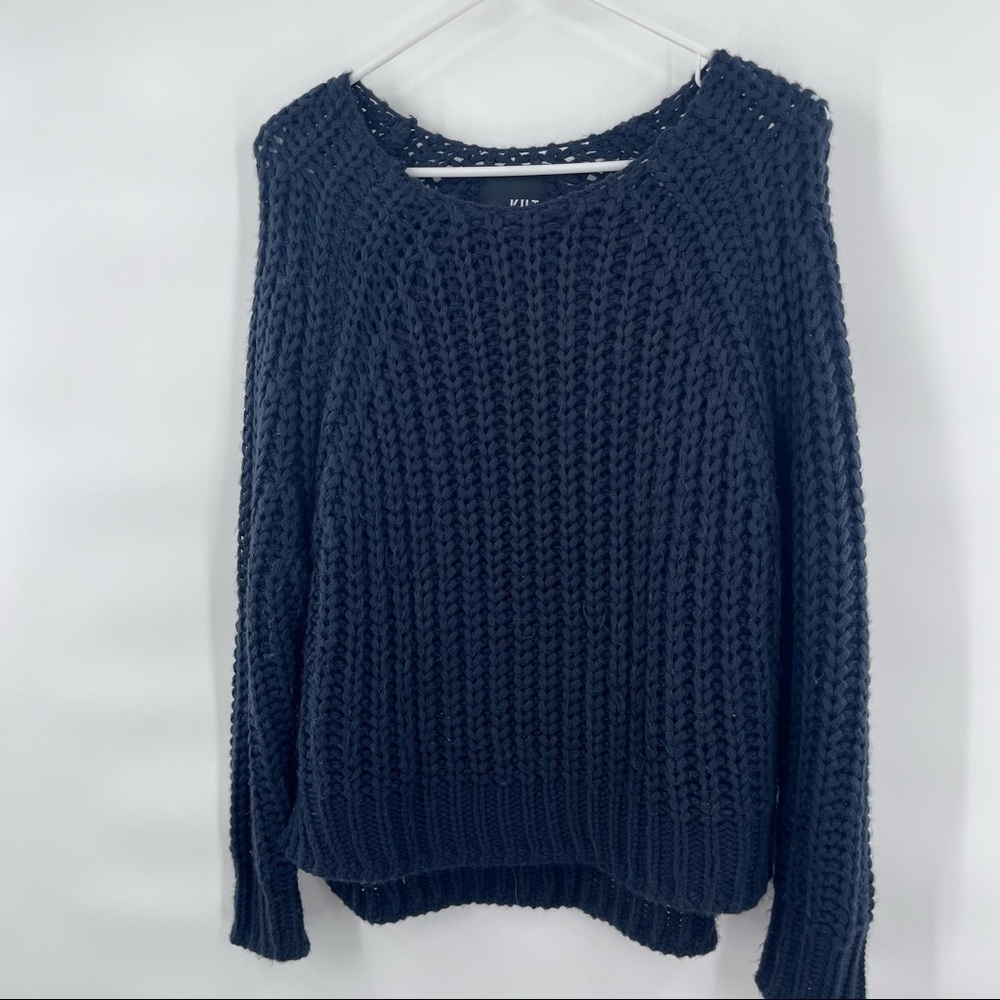Kut from the Kloth navy blue long sleeve boat neck sweater top XS